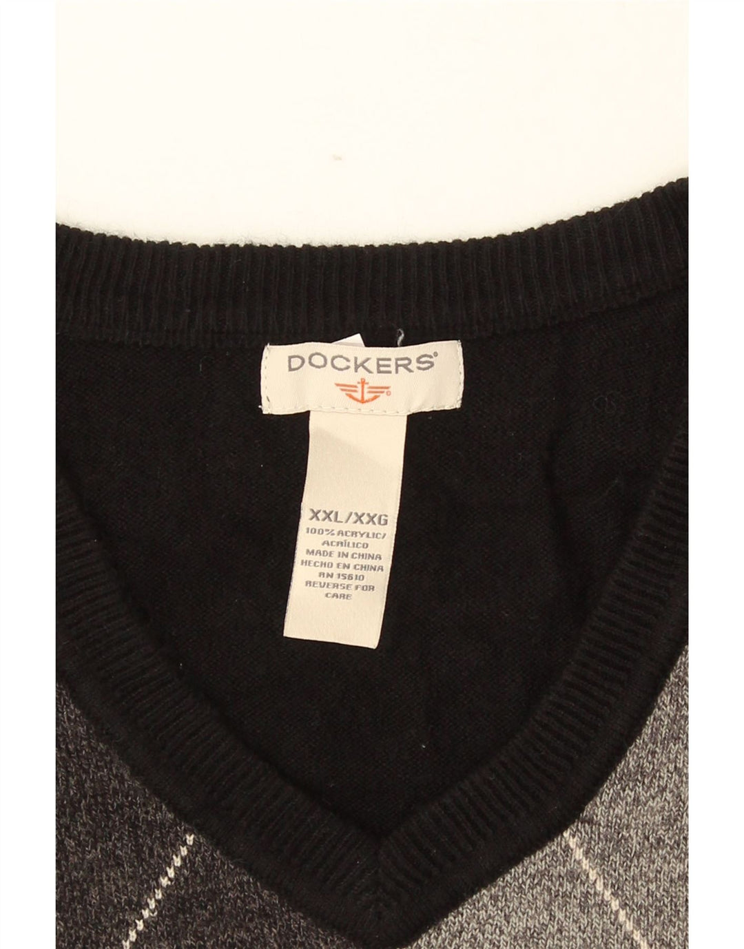 Dockers Mens Vest Tank Top 2XL Black Argyle/Diamond Acrylic