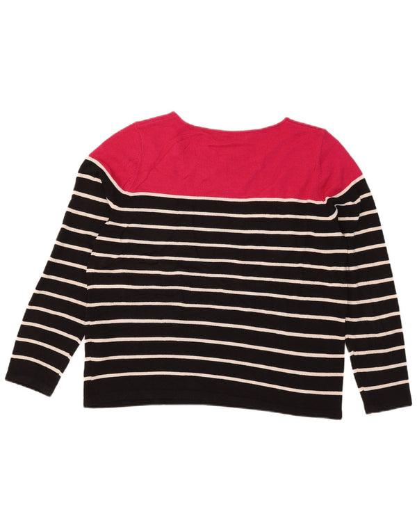 Marks & Spencer Pull col bateau pour femme UK 16 Large Noir Rayé
