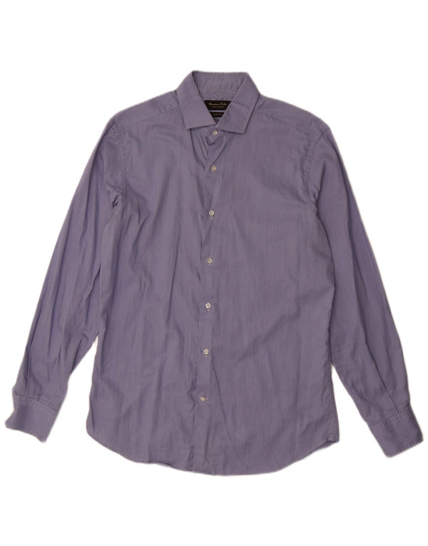Massimo Dutti Mens Slim Fit Shirt Size 41 16 Large Blue Pinstripe