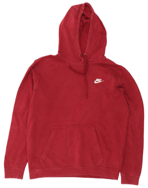 Nike Mens Hoodie Jumper Medium Burgundy Cotton
