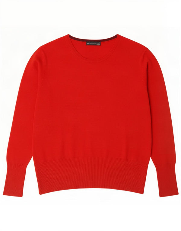 Marks & Spencer Womens Boat Neck Jumper Sweater UK 22 3XL Red Viscose