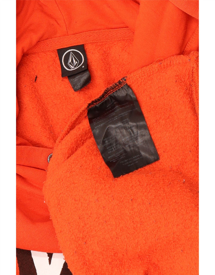 VOLCOM Mens Graphic Hoodie Jumper Small Orange Cotton