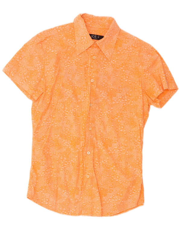 Iceberg Mens Graphic Short Sleeve Shirt Medium Orange Floral Cotton