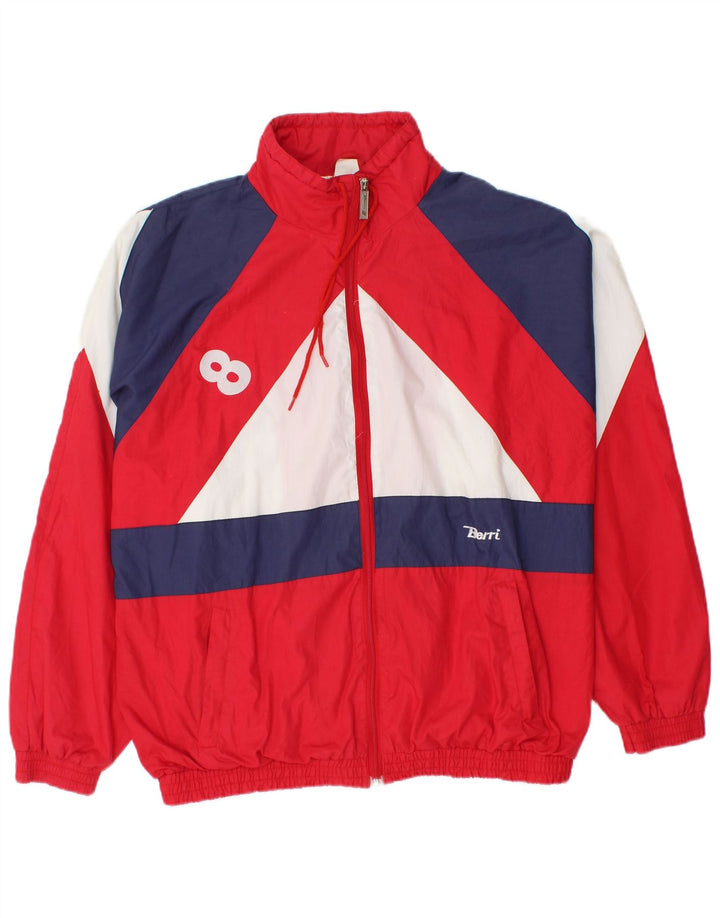 Berri Mens Graphic Tracksuit Top Jacket XL Red Colourblock