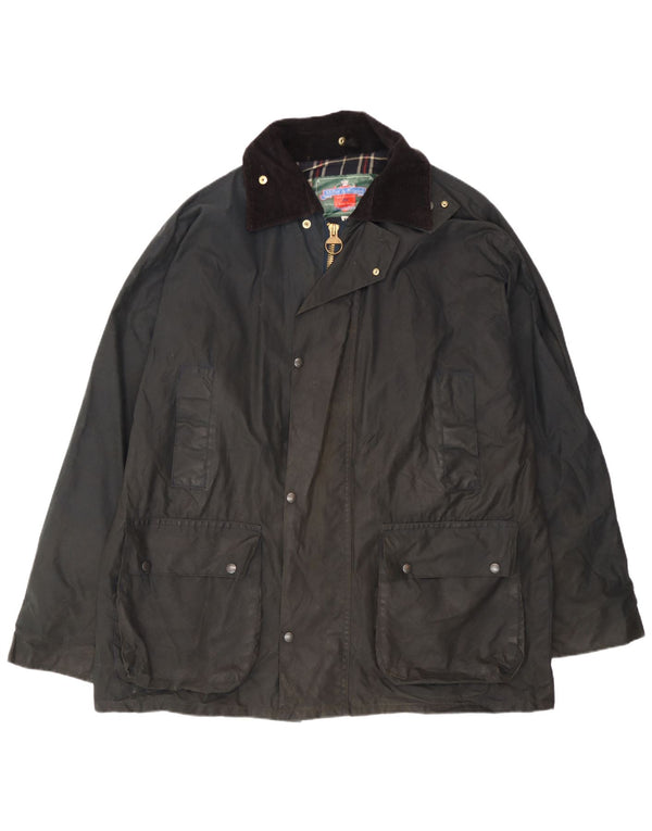 Miller & Simons Chaqueta de algodón encerado para hombre UK 42 XL Negro