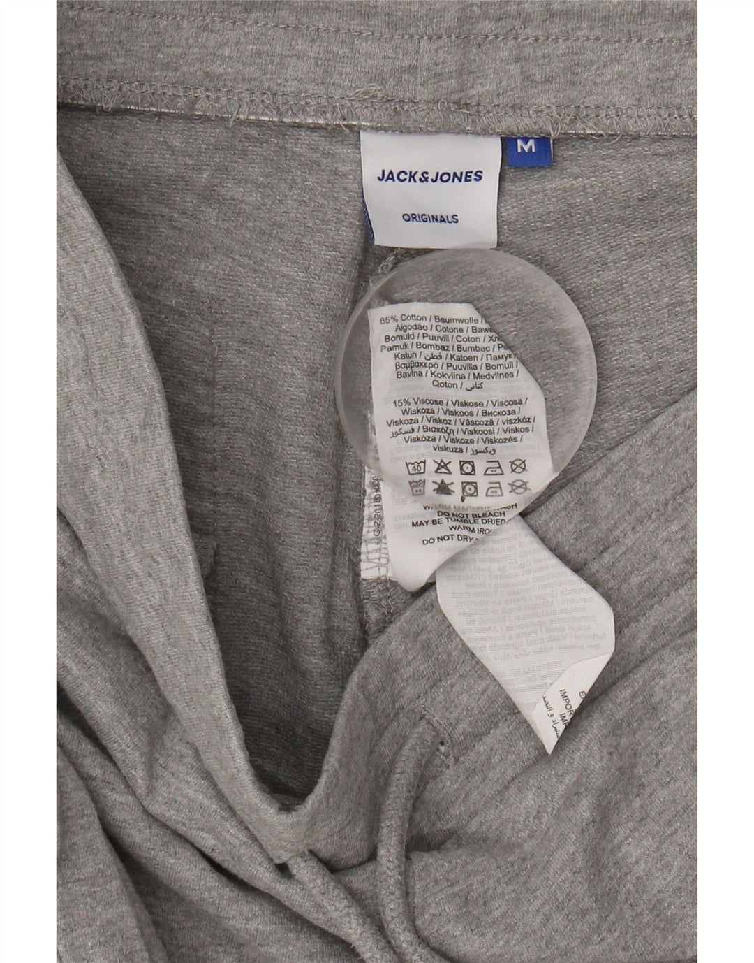 JACK & JONES Mens Graphic Tracksuit Trousers Joggers Medium  Grey Cotton Vintage Jack & Jones and Second-Hand Jack & Jones from Messina Hembry 