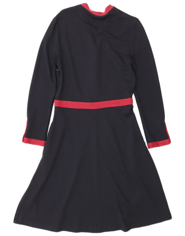 Hobbs Womens Long Sleeve A-Line Dress UK 10 Small Navy Blue Colourblock