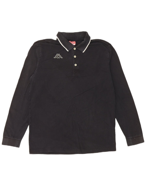 Polo Kappa da uomo a maniche lunghe XL in cotone nero