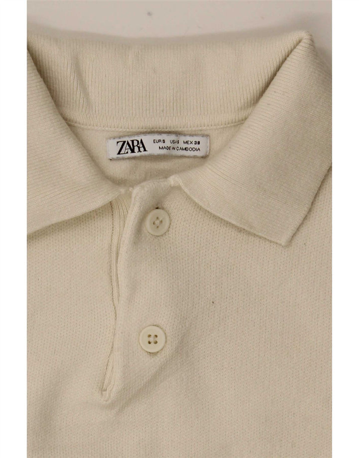 Zara Mens Polo Neck Jumper Sweater Small Off White