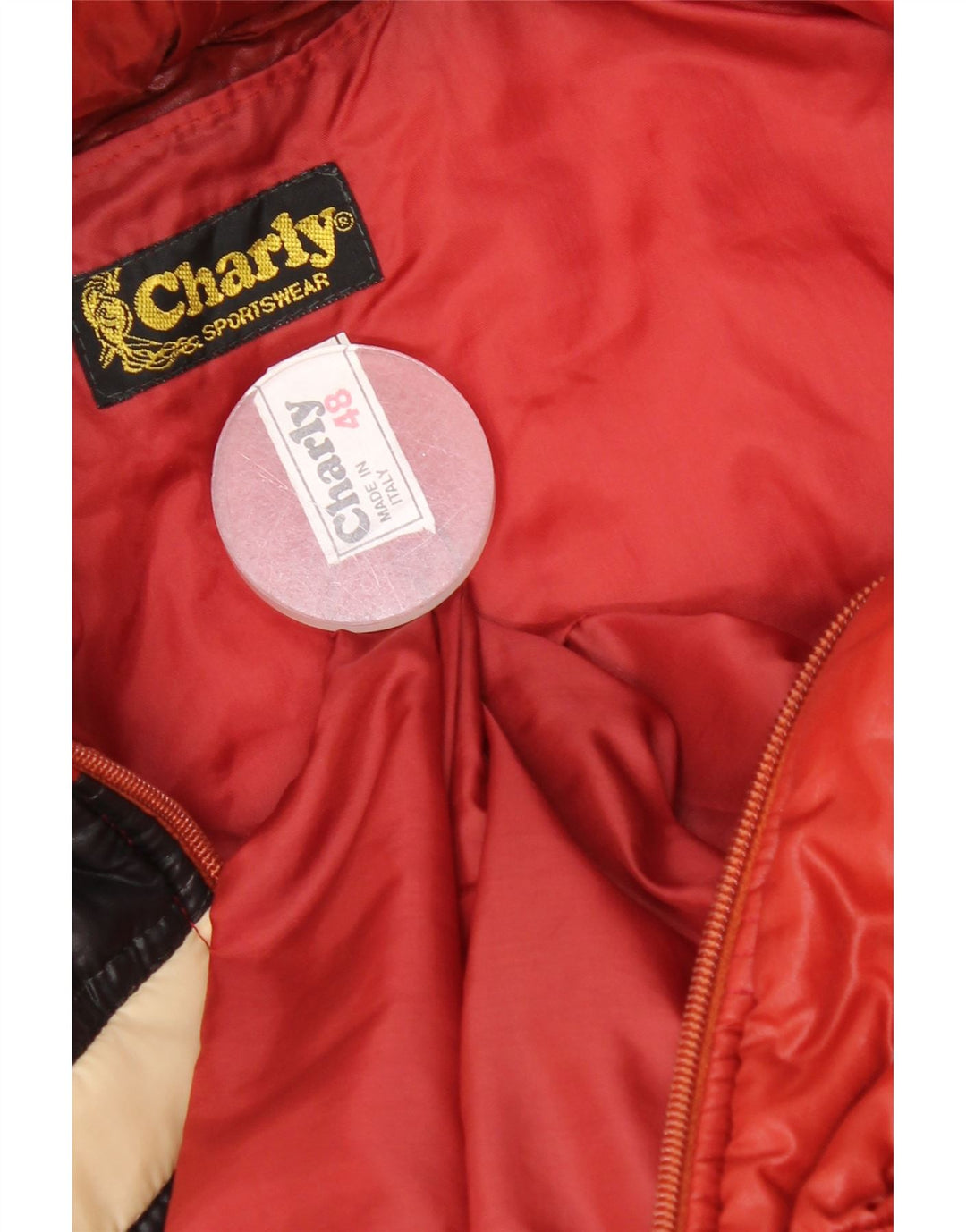 Charly Womens Hooded Padded Jacket IT 48 XL Red Colourblock Polyamide