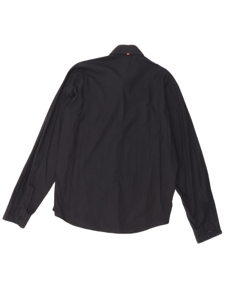 Cămașă pentru bărbați Hugo Boss, bumbac mediu negru