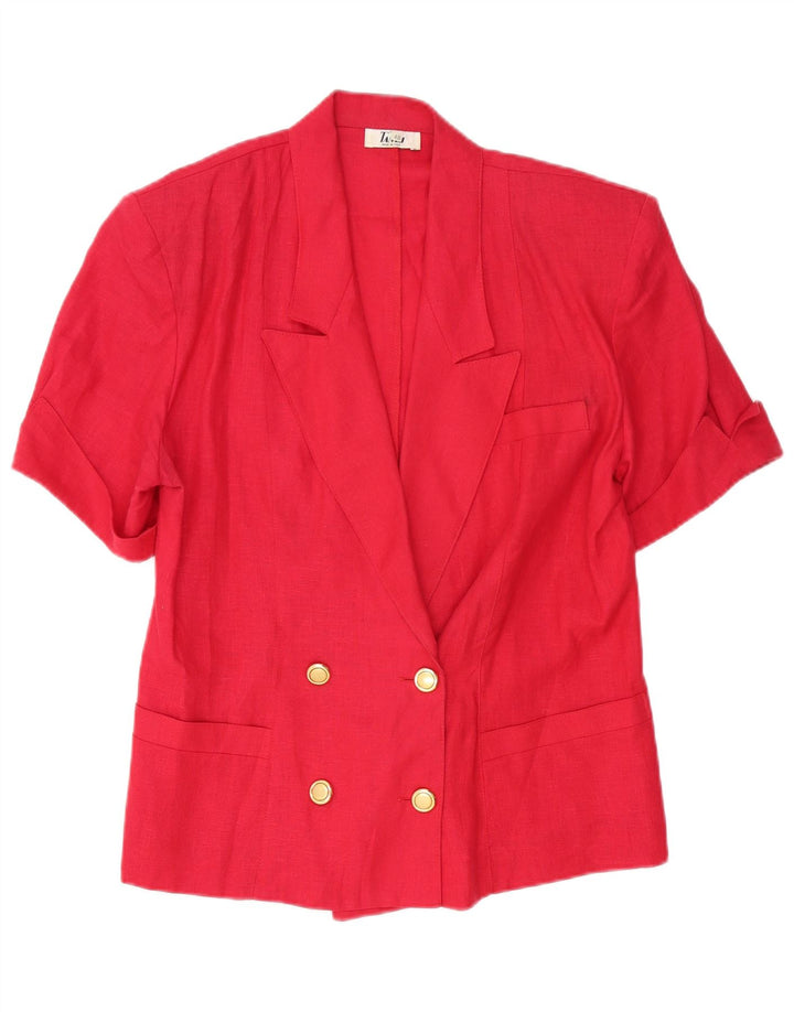vintage Femmes Manches Courtes Double Breasted Blazer Veste IT 48 XL Rouge