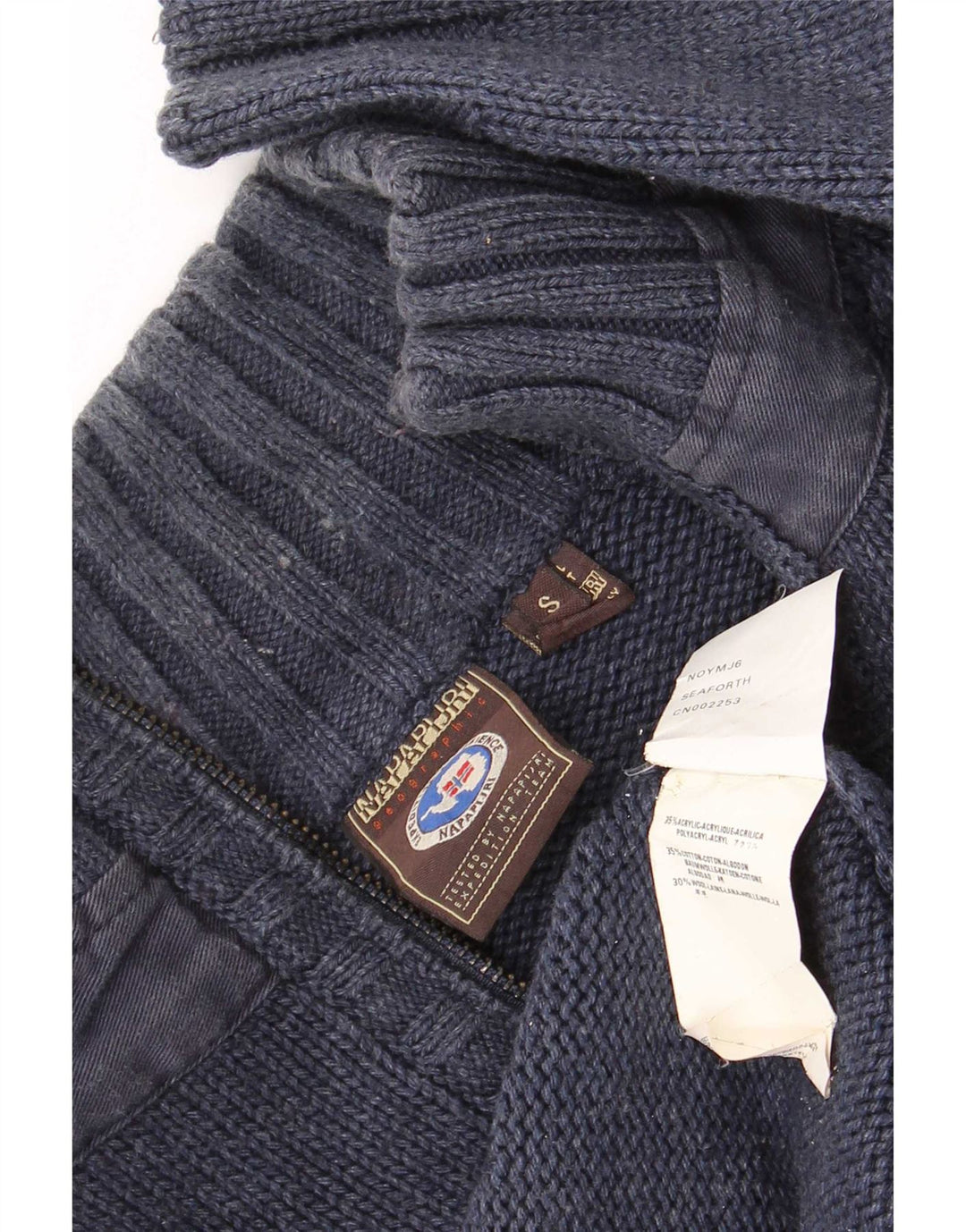 Napapijri Mens Zip Neck Jumper Sweater Small Blue Acrylic
