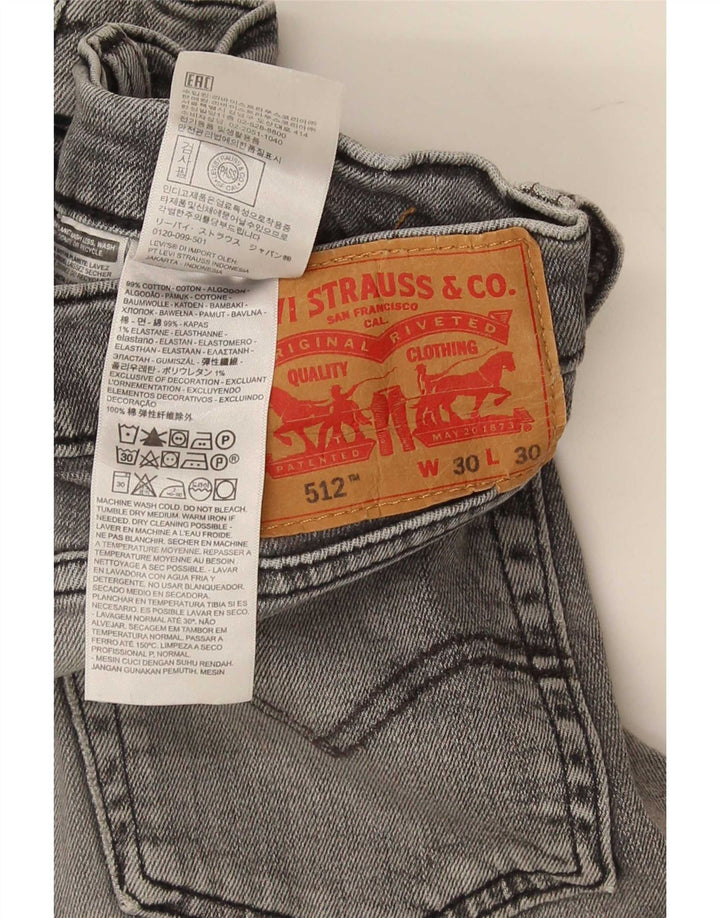 Levi's Mens 512 Slim Tapered Jeans W30 L30 Grey Cotton