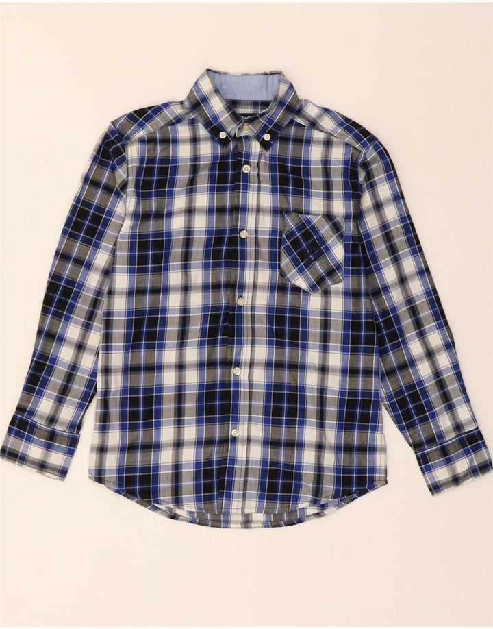 CHAPS Boys Flannel Shirt 7-8 Years Small Navy Blue Check Cotton Vintage Chaps and Second-Hand Chaps from Messina Hembry 