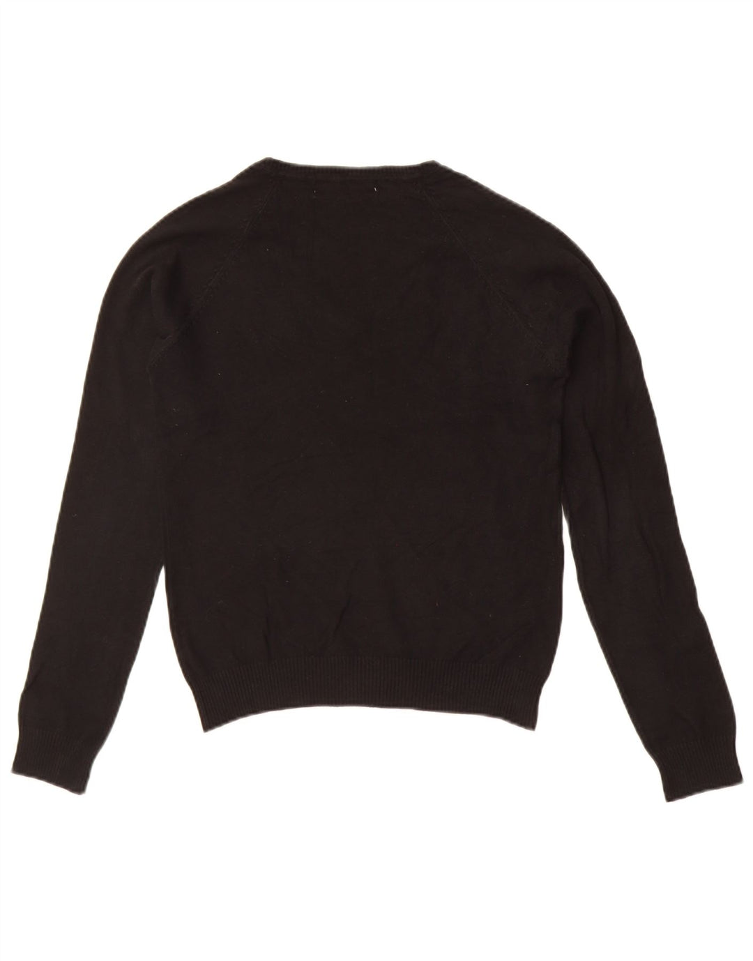 Zara Womens V-Neck Jumper Sweater UK 12 Medium Black Cotton