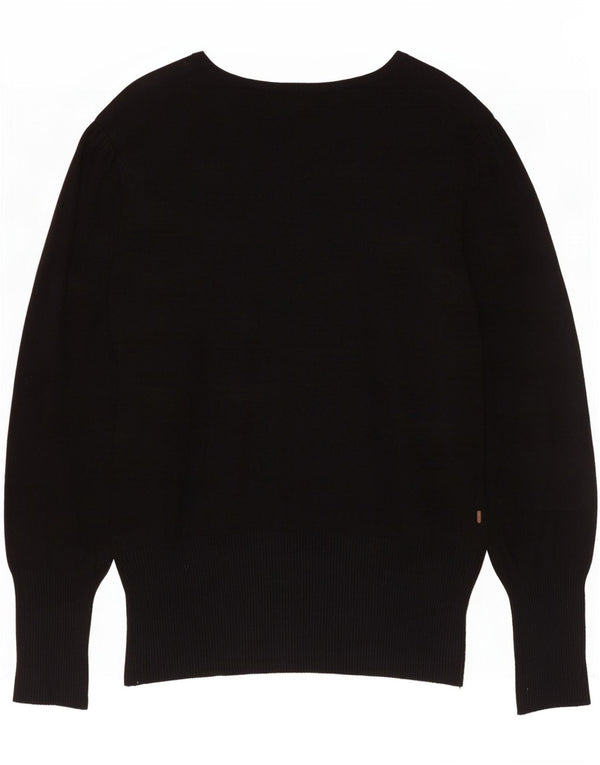 Marks & Spencer Dame Boat Neck Jumper Sweater UK 18 XL Sort Viscose