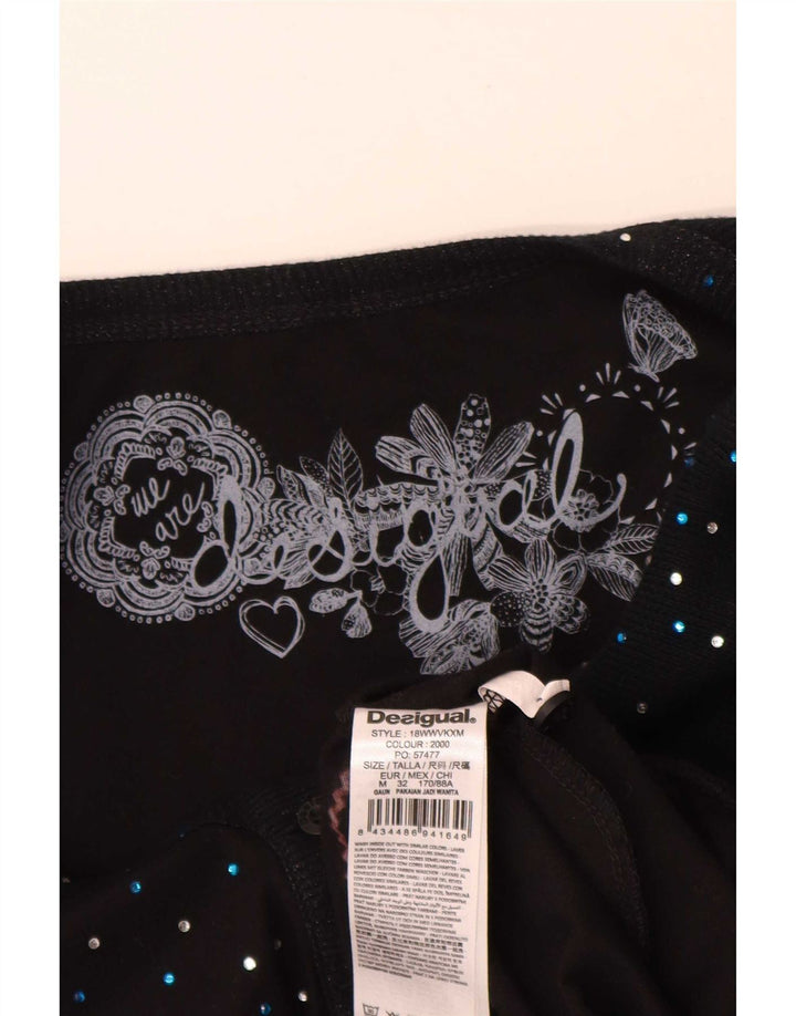 Desigual Womens Long Sleeve Bubble Dress UK 12 Medium Black Geometric