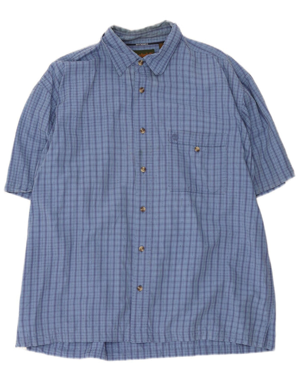 Camicia a maniche corte da uomo Timberland XL in cotone a quadri blu