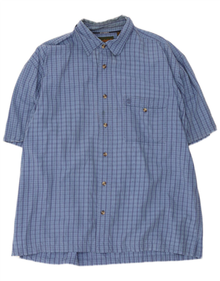 Timberland Mens Short Sleeve Shirt XL Blue Check Cotton