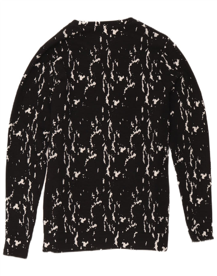 Guess Mens Abstract Pattern Sweatshirt Jumper Small Black Cotton