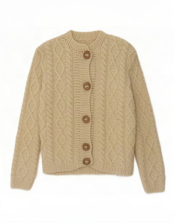 Pulover cardigan vintage pentru femei UK 12 Medium Off White