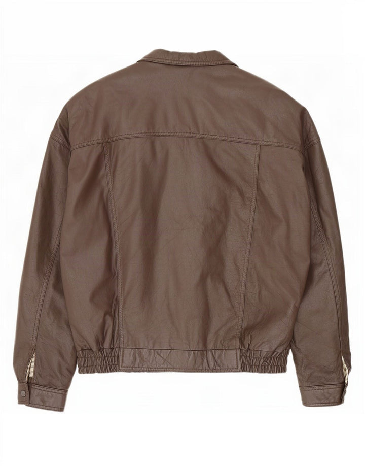 Vintage férfi bomber bőrkabát IT 58 4XL barna