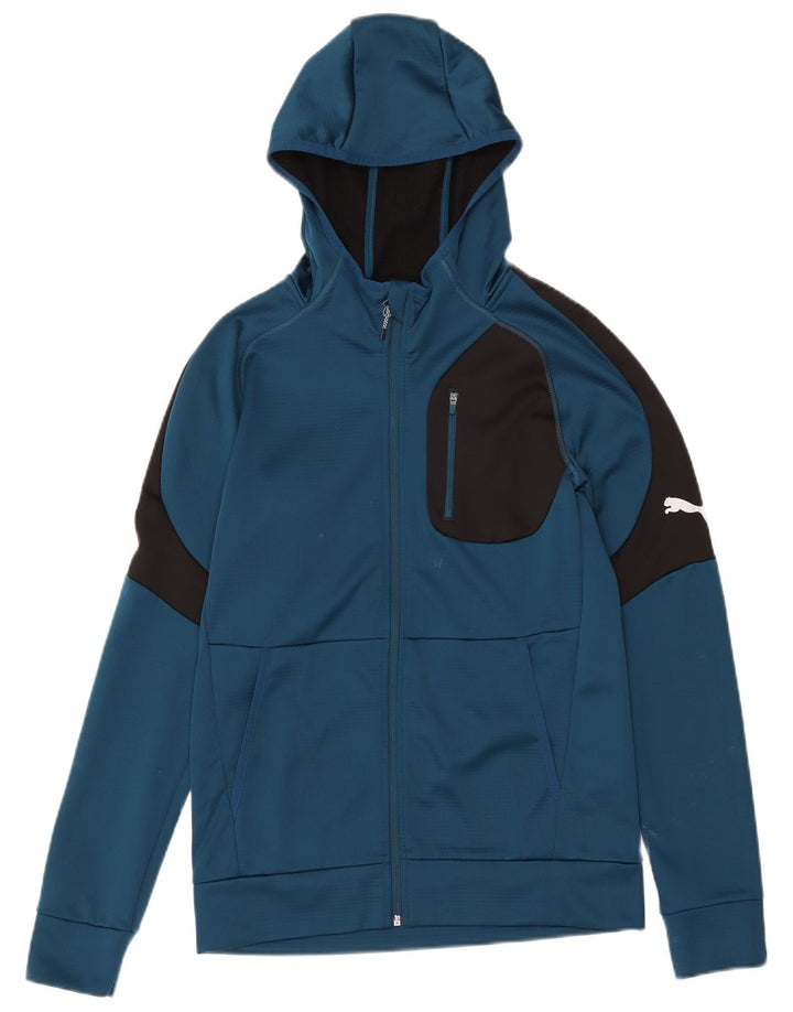 Puma Mens Zip Hoodie Sweater Small Blue Colourblock