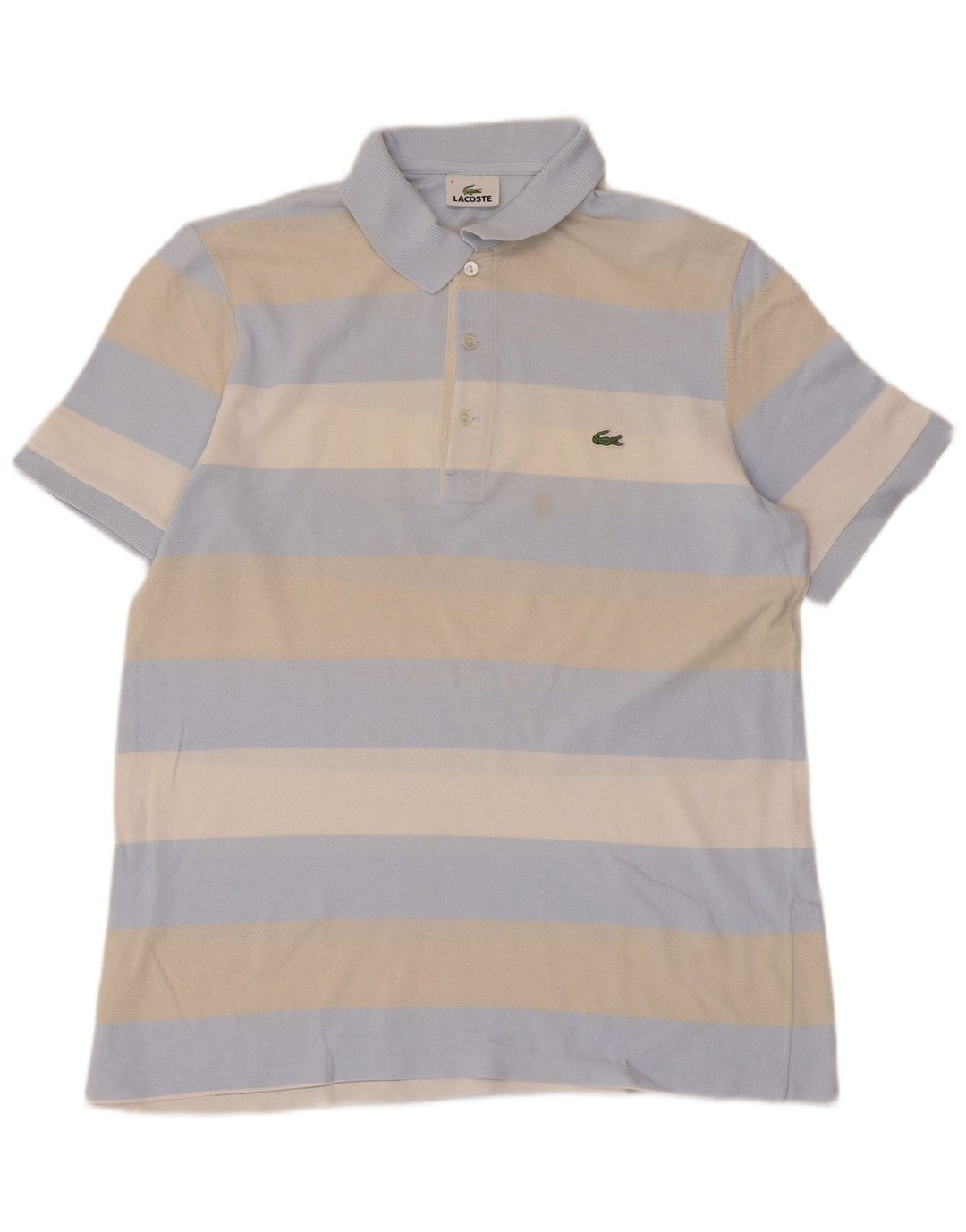LACOSTE Mens Polo Shirt Size 4 Medium Blue Striped Cotton