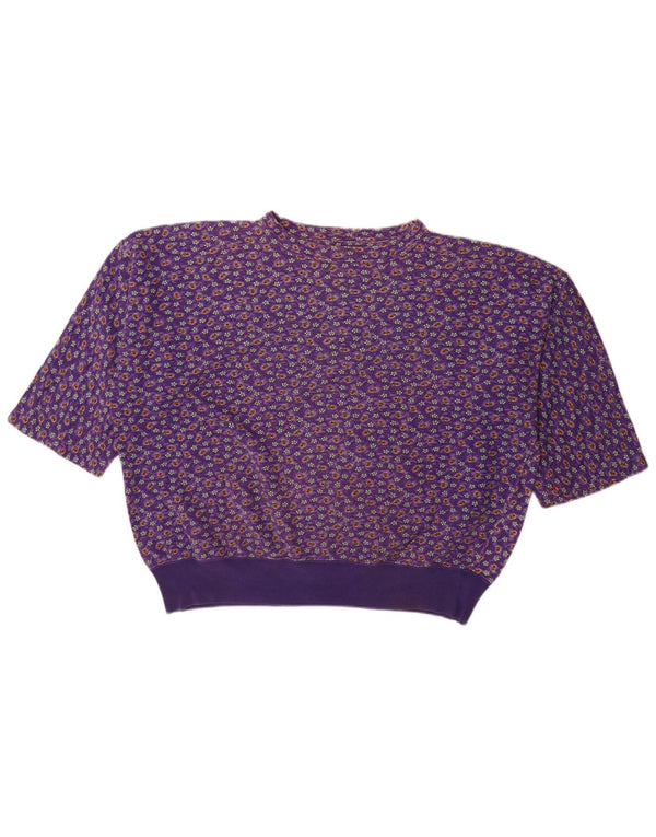 Olmes Carretti Womens 3/4 Sleeve Sweatshirt Jumper UK 18 XL Purple Floral
