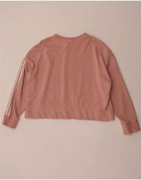 Adidas Damen Crop Sweatshirt Pullover UK 22 3XL Rosa Baumwolle