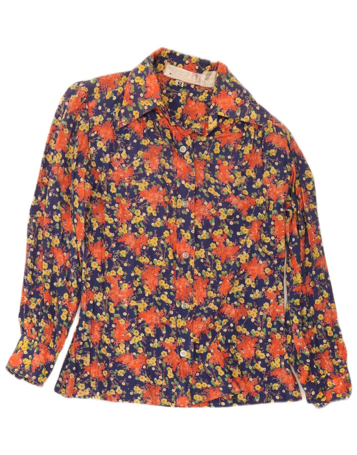 Vintage mujer camisa blusa IT 42 medio multicolor floral