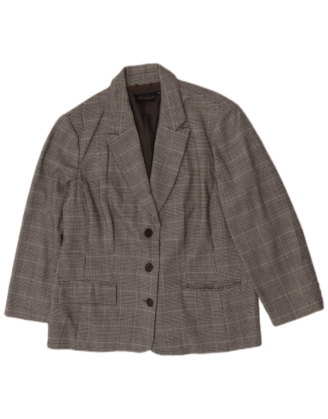 Luisa Spagnoli Giacca Blazer a 3 Bottoni Donna IT 50 XL Lana a quadri Grigi