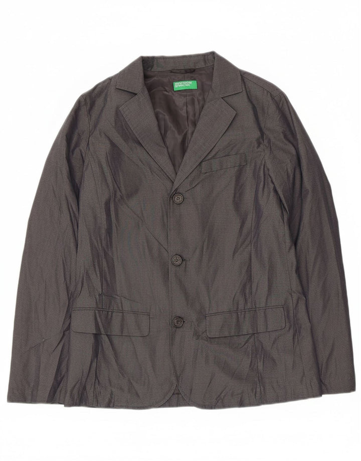Benetton Boys 3 Button Blazer Jacket 11-12 Years 2XL Grey Cotton