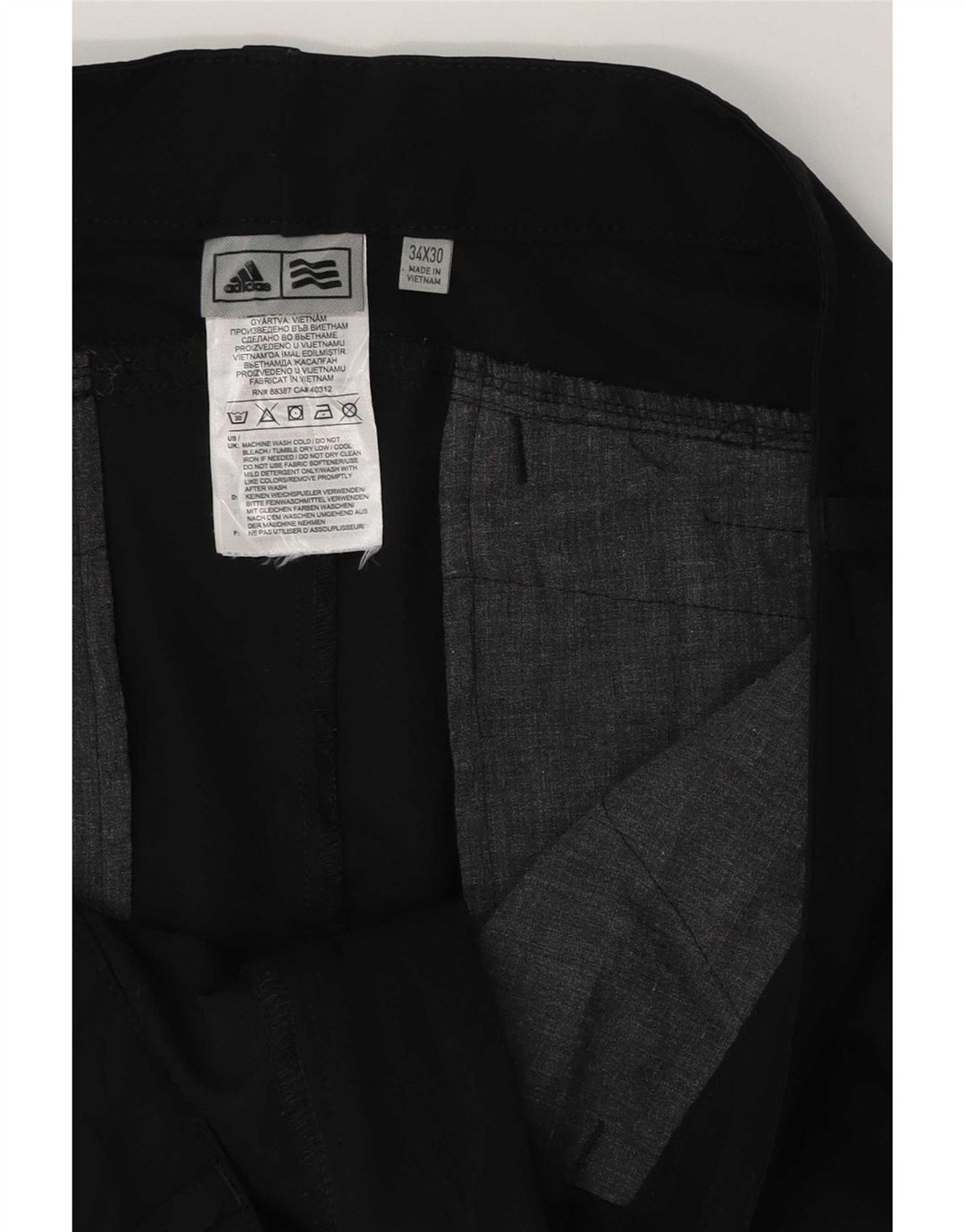 Pantaloni chino slim da uomo Adidas W34 L30 poliestere nero
