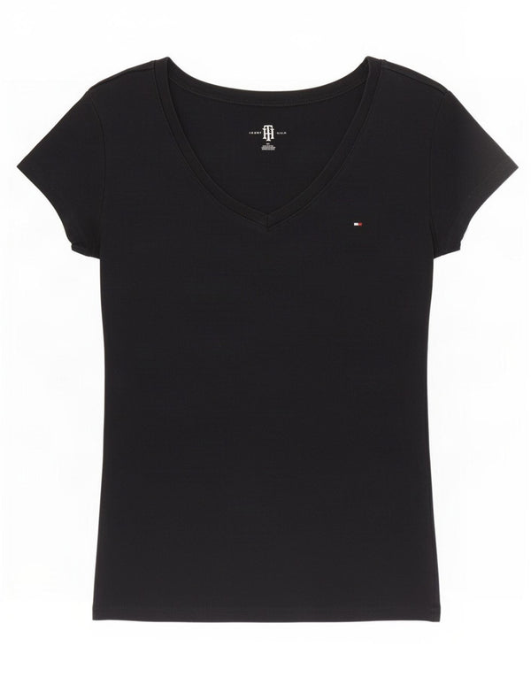 Tommy Hilfiger Womens T-Shirt Top UK 8 Small Black Cotton