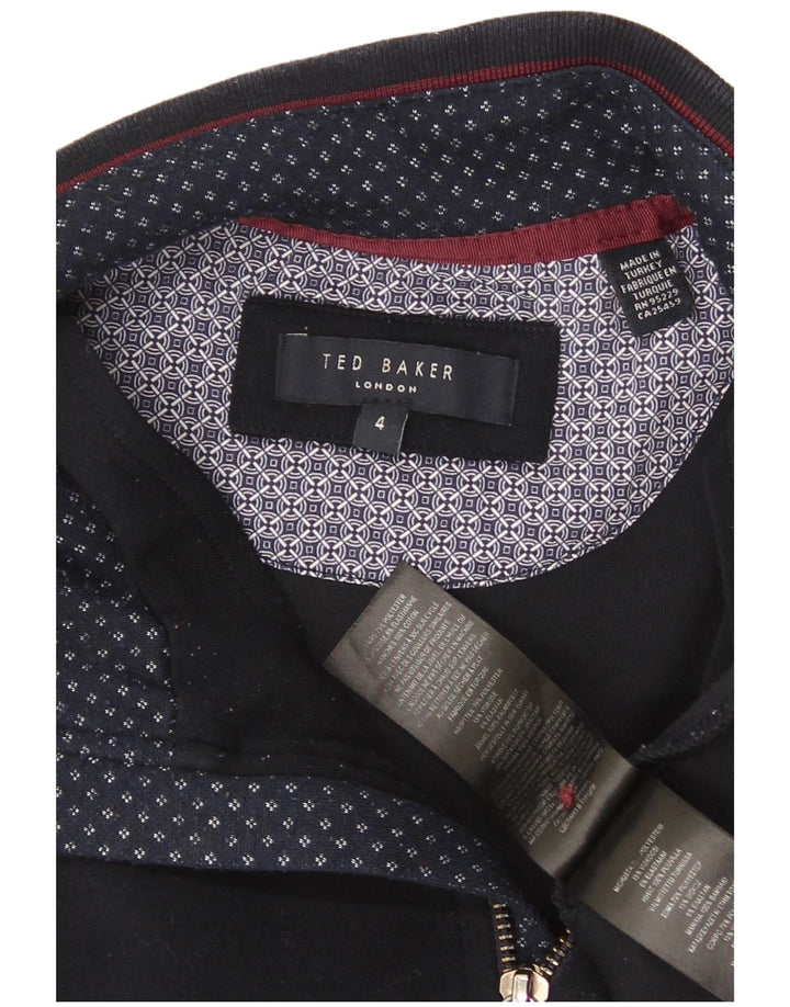 Ted Baker Herre Zip Neck Sweatshirt Jumper Størrelse 4 Large Navy Blue Polyester
