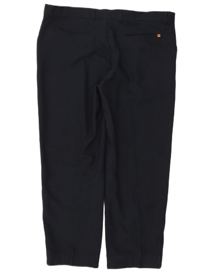 Farah Mens Straight Casual Trousers W42 L31 Navy Blue Polyester