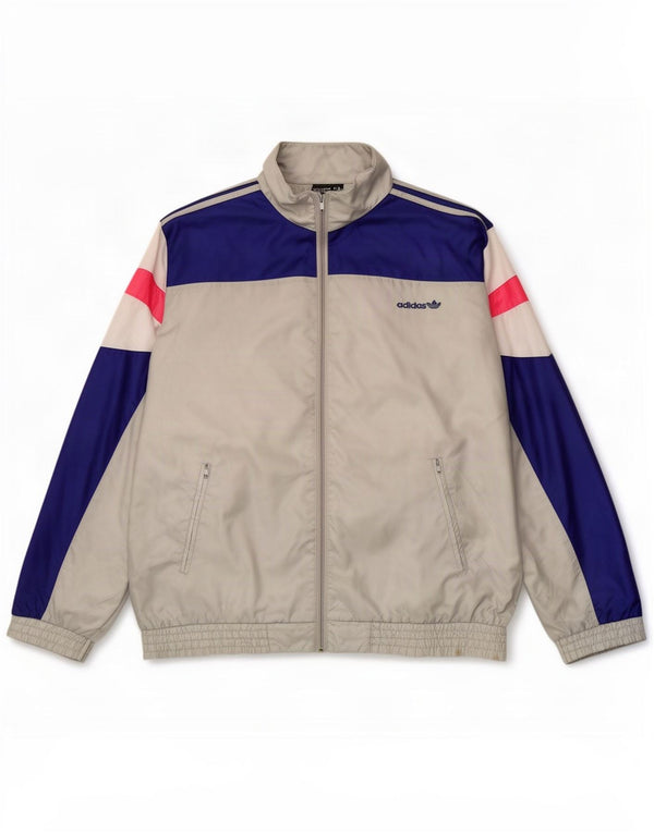 Giacca da tuta da uomo Adidas UK 38/40 Poliammide color block grigio medio