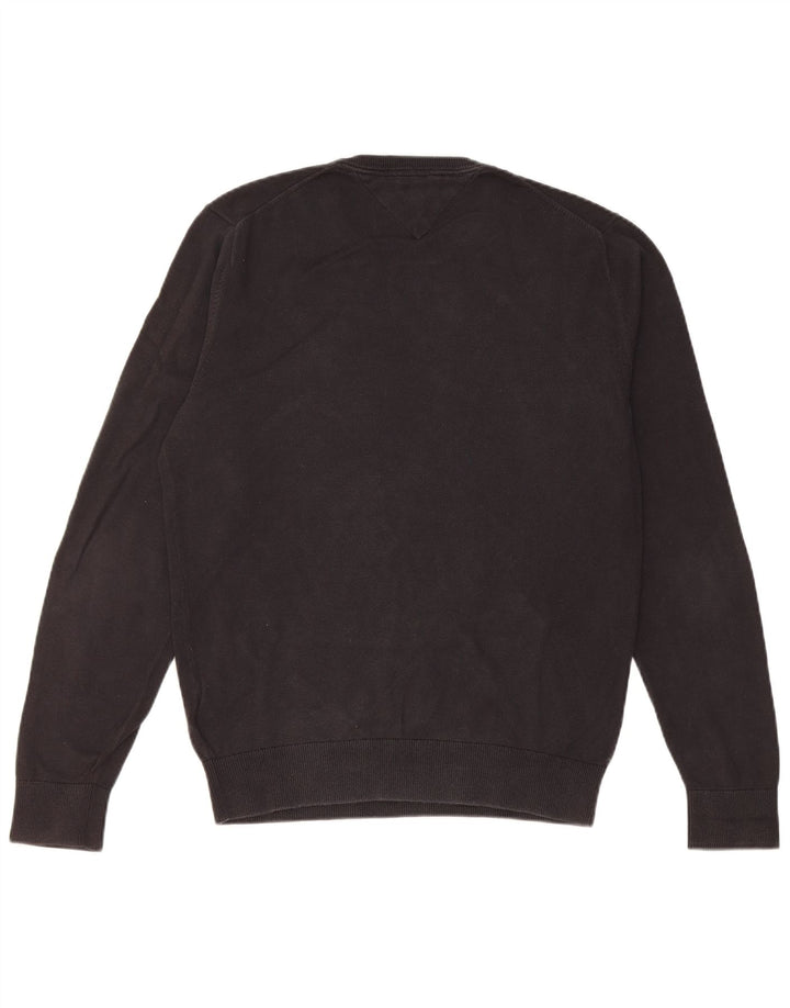 Tommy Hilfiger Womens Crew Neck Jumper Sweater Small Black Cotton