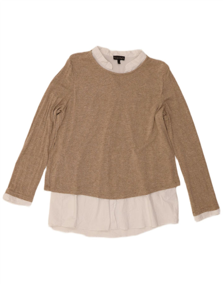 Phase Eight Womens Tunic Top UK 16 Large Brown Colourblock Viscose