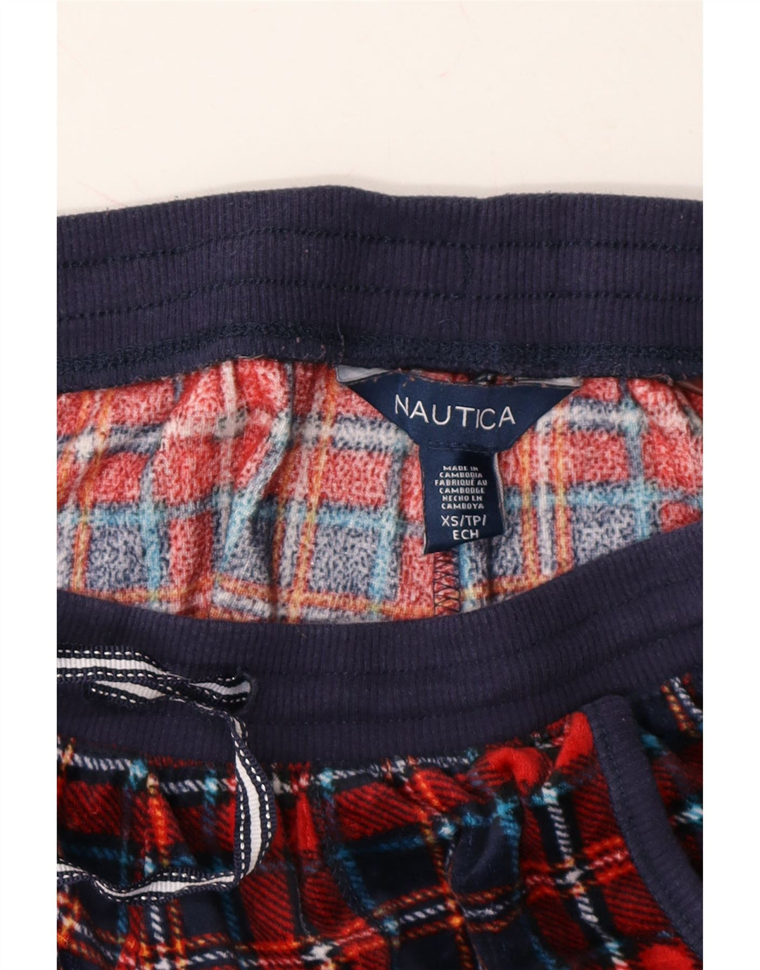 NAUTICA Womens Tracksuit Trousers UK 6 XS  Red Check Polyester Vintage Nautica and Second-Hand Nautica from Messina Hembry 