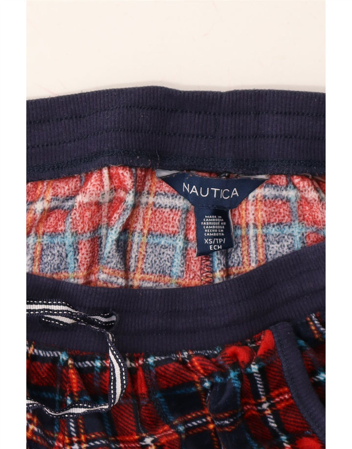 NAUTICA Womens Tracksuit Trousers UK 6 XS  Red Check Polyester Vintage Nautica and Second-Hand Nautica from Messina Hembry 