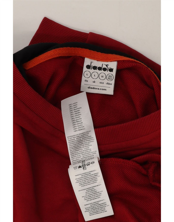 Diadora Mens Hoodie Jumper Large Red Cotton