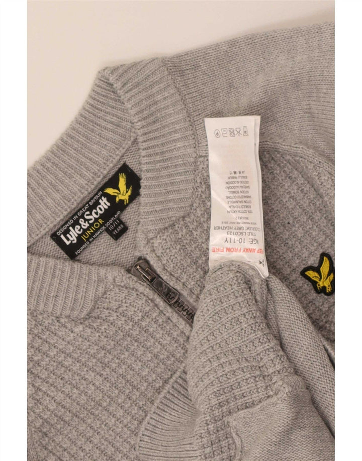Lyle & Scott Boys Cardigan Sweater 10-11 Years Grey Cotton