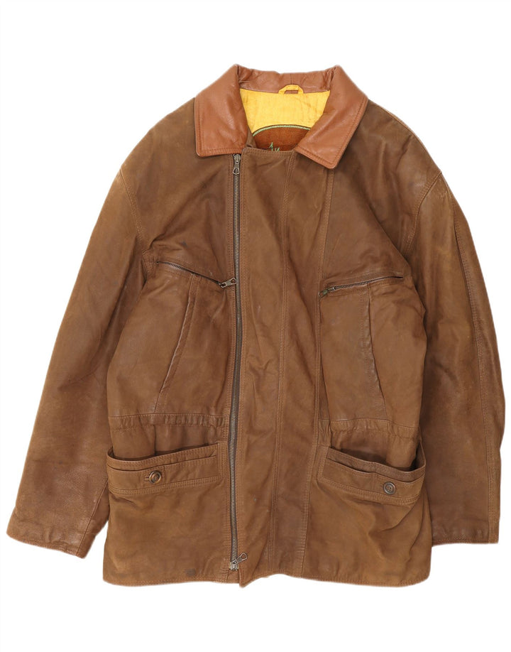 MAREN Mens Leather Jacket UK 36 Small Brown Suede