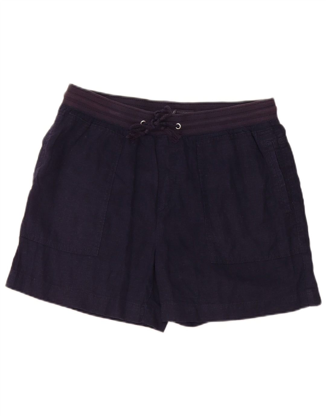 Marks & Spencer Womens Chino Shorts UK 12 Medium W32  Navy Blue Linen