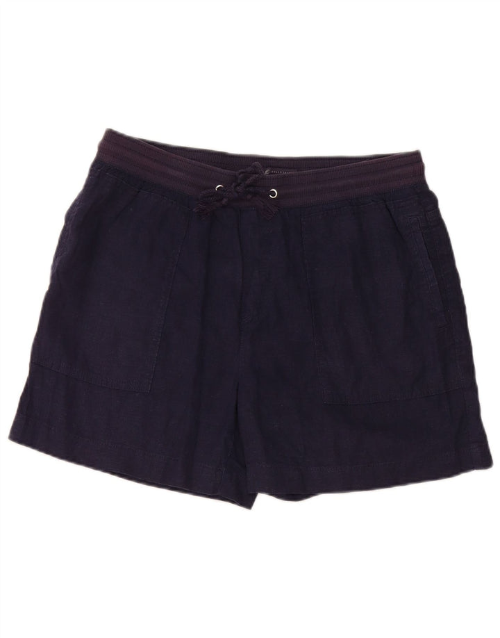 Marks & Spencer Womens Chino Shorts UK 12 Medium W32  Navy Blue Linen