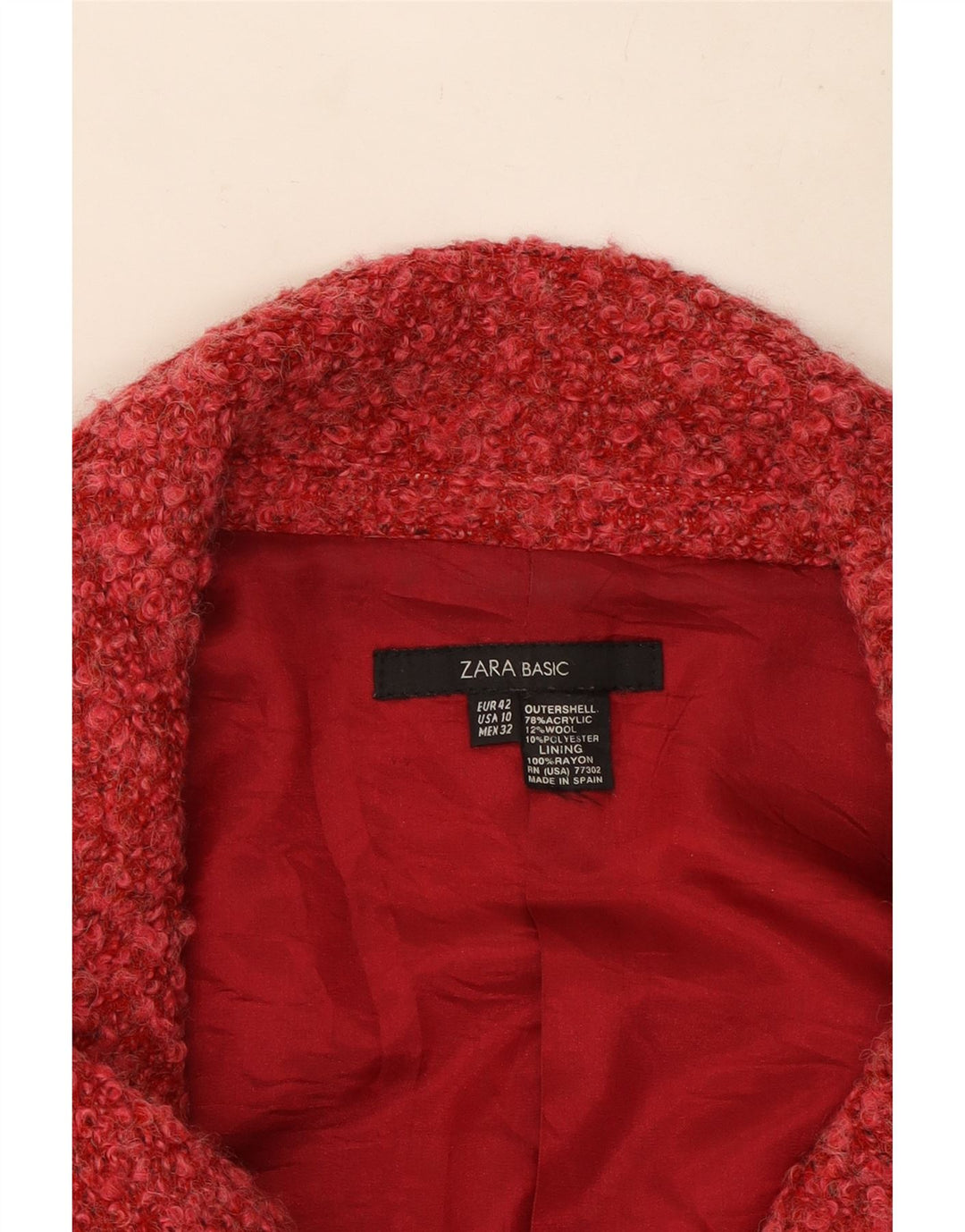 ZARA Womens 2 Button Blazer Jacket EU 42 Large Red Flecked Acrylic