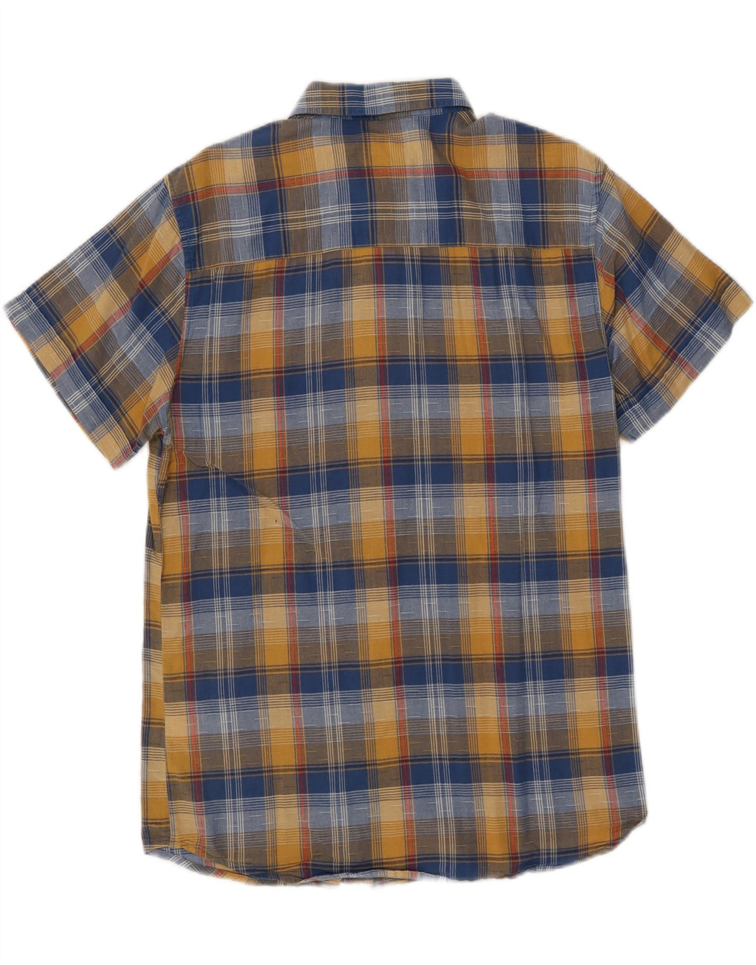 Wrangler Mens Short Sleeve Slim Shirt Large Blue Check Cotton